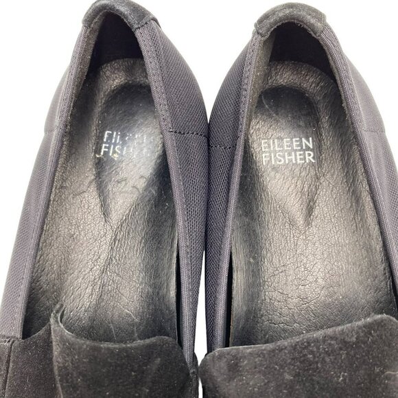 Eileen Fisher Dell Platform Loafer Black Suede Stretch Slip-On Women Sz 8.5 - Picture 10 of 11